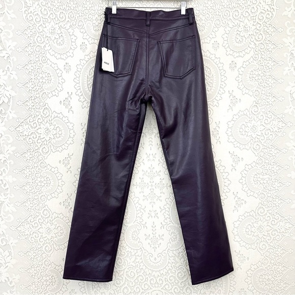 Agolde Recycled Leather 90's Pinch Waist Pants in Nightshade - Picture 10 of 16